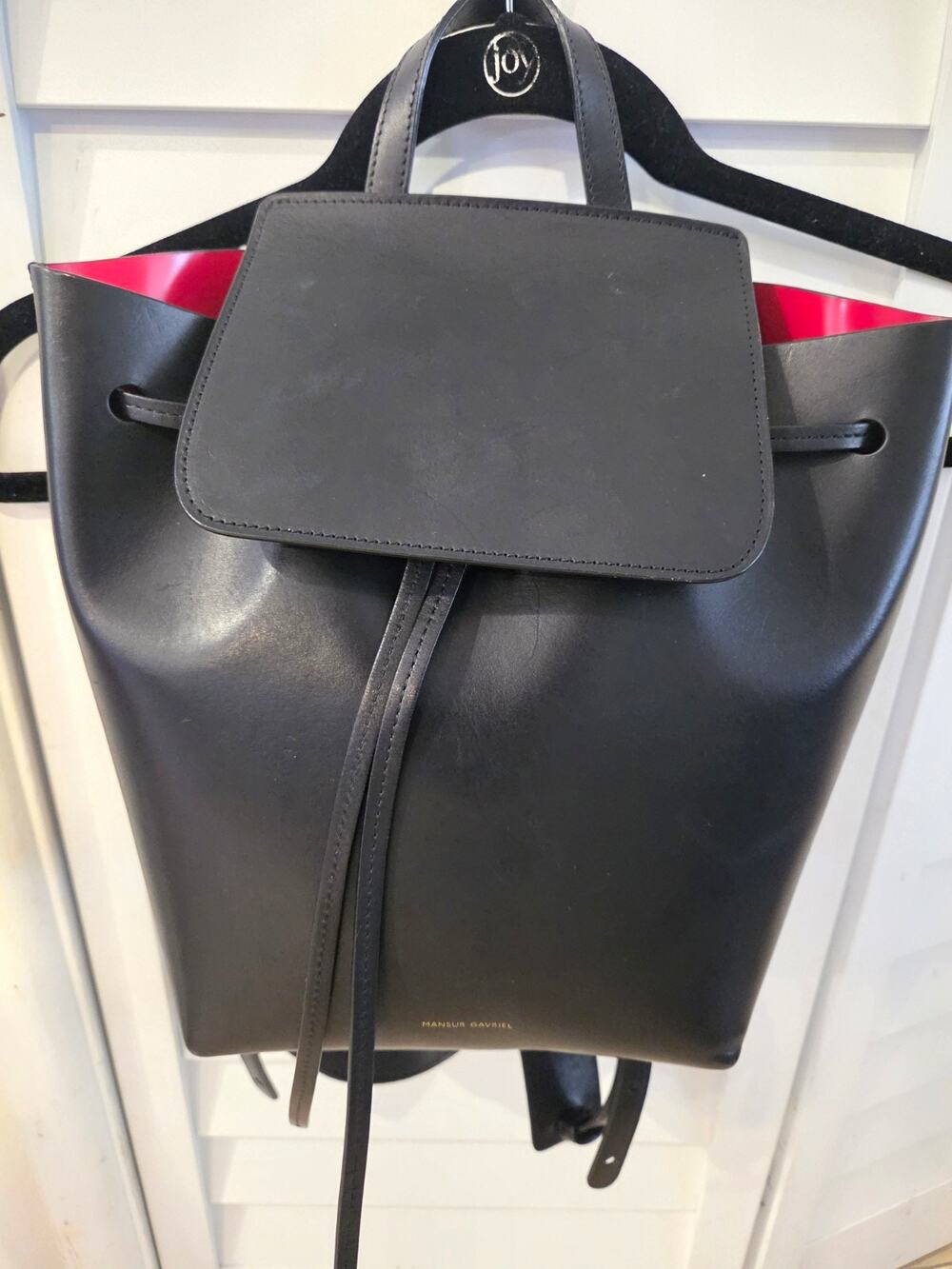 MANSUR GAVRIEL Drawstring Backpack Black/Red Lined Inner Pockets Great Condition